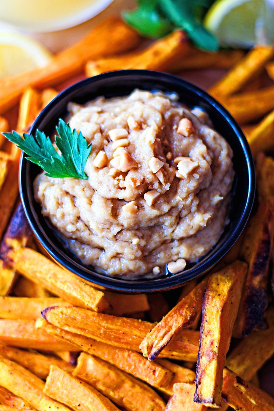 Wasabi Fries with Coconut-Peanut Hummus - Contentedness Cooking