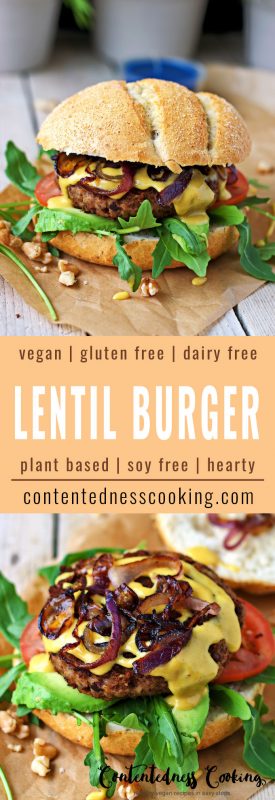 Vegan Lentil Burger - Contentedness Cooking