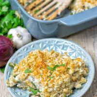 Mashed Cauliflower Green Bean Casserole | #vegan #glutenfree #contentednesscooking