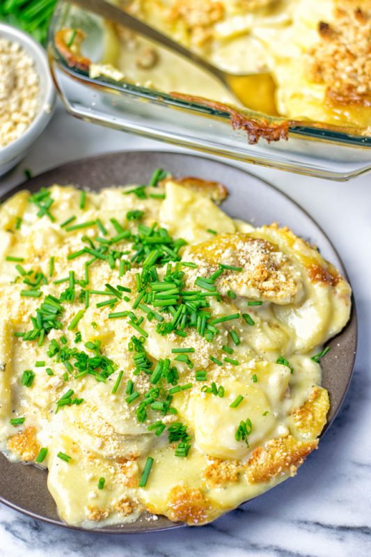 Garlic Butter Scalloped Potatoes - Contentedness Cooking