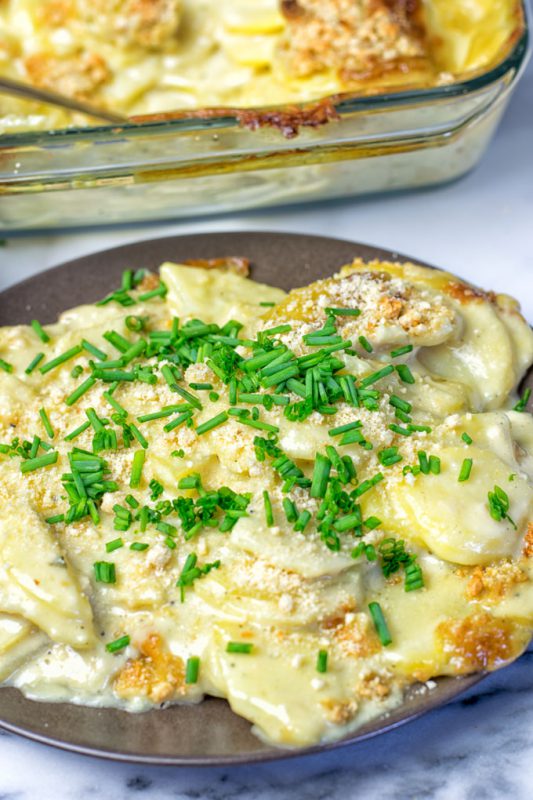 Garlic Butter Scalloped Potatoes - Contentedness Cooking