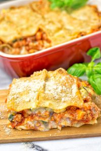 Creamy Carbonara Vegetarian Lasagna - Contentedness Cooking