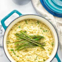 Creamy Asparagus Orzo with Garlic Parmesan | #vegan #glutenfree #contentednesscooking #lunch #dinner