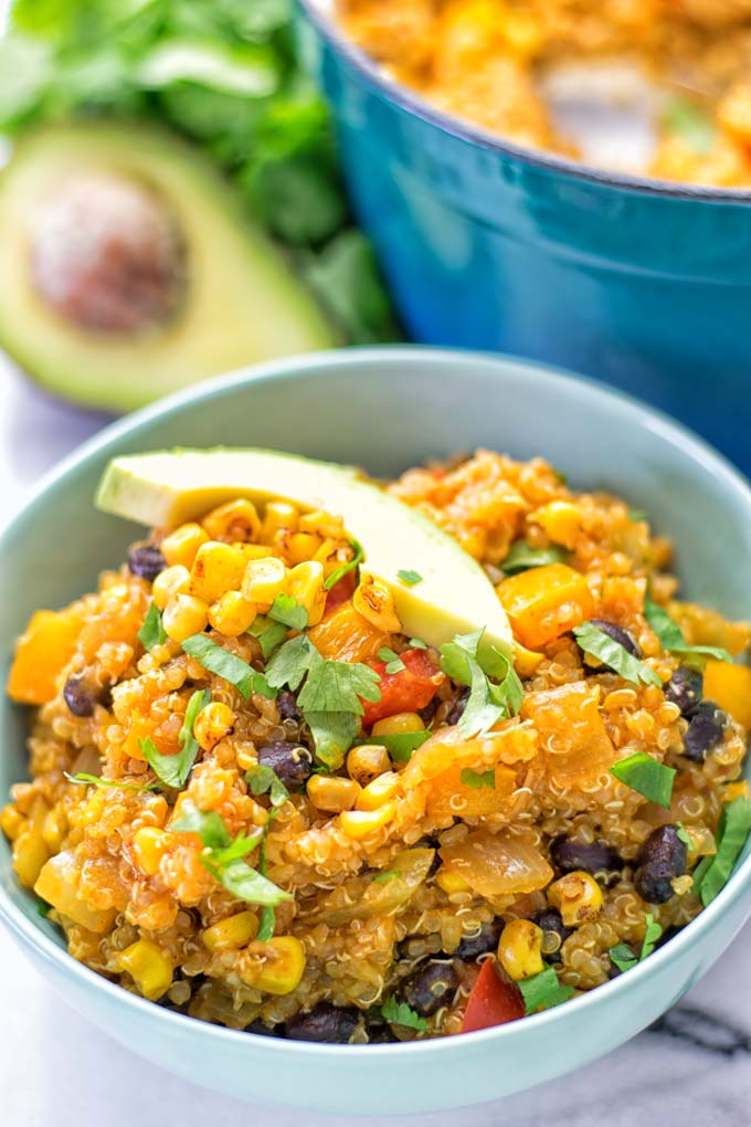 Quinoa Enchilada with Mexican Street Corn - Contentedness Cooking