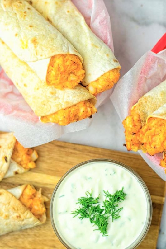 Buffalo Cauliflower Taquitos - Contentedness Cooking