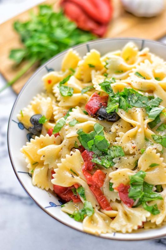 Lemon Herb Tuscan Pasta Salad - Contentedness Cooking