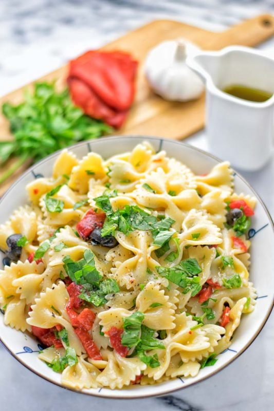 Lemon Herb Tuscan Pasta Salad - Contentedness Cooking