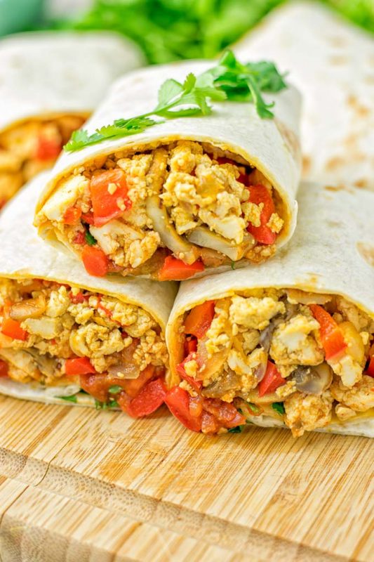 Vegan Breakfast Burrito with Tofu Scramble - Contentedness Cooking