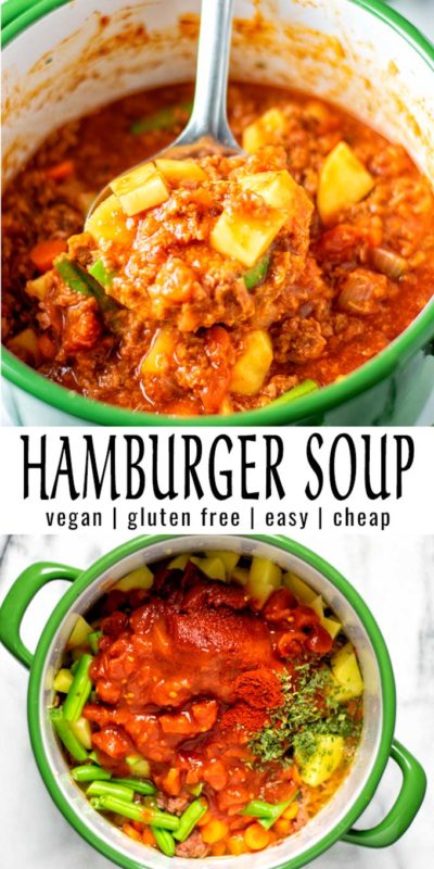 Hamburger Soup [vegan] - Contentedness Cooking