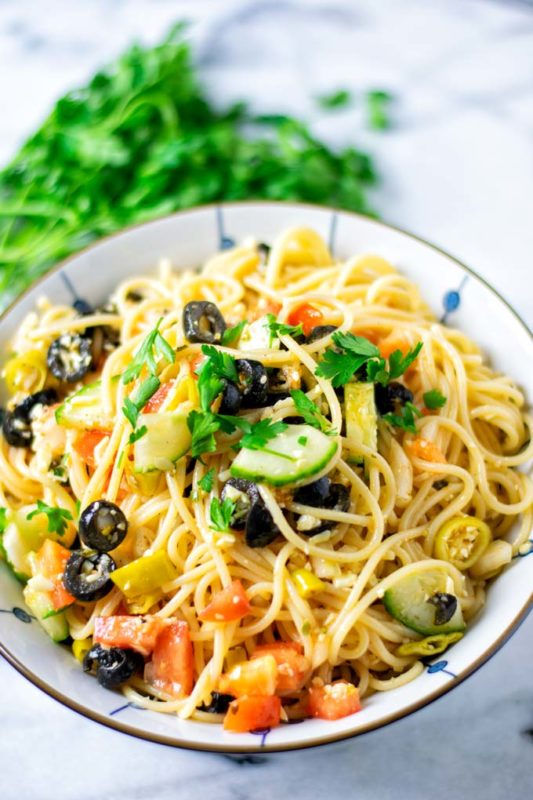 Spaghetti Salad [vegan & easy] - Contentedness Cooking