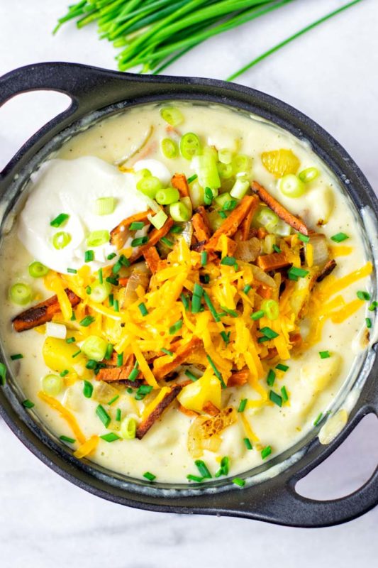 Loaded Potato Soup [vegan] - Contentedness Cooking