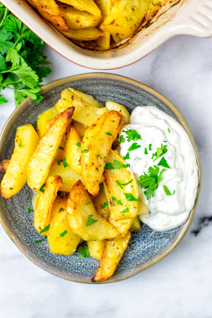 Greek Lemon Potatoes [vegan] - Contentedness Cooking