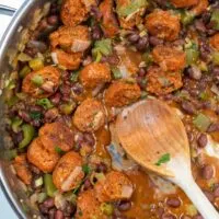 Closeup of a pot with the Red Beans.