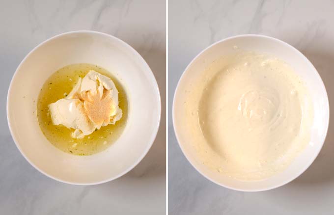 Step-by-step pictures showing how creamy sauce is made.