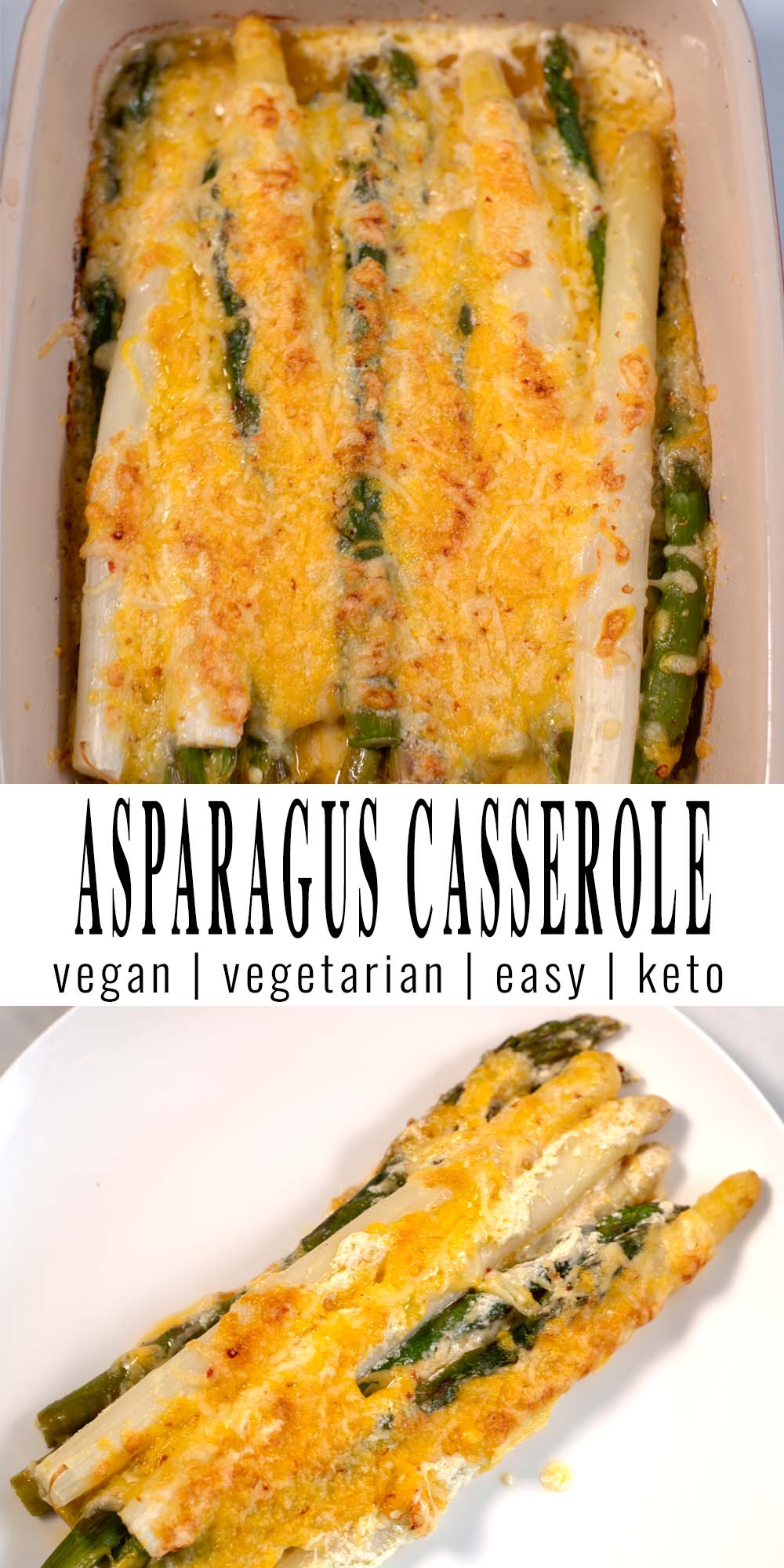 Collage of two photos of Keto Asparagus Casserole.
