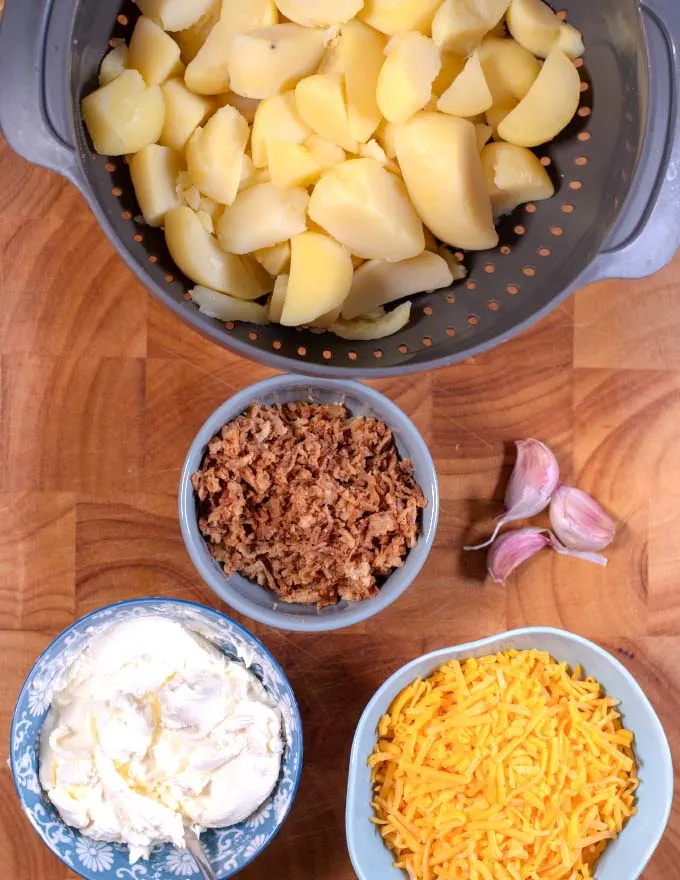 Ingredients needed to make Leftover Boiled Potato Casserole.