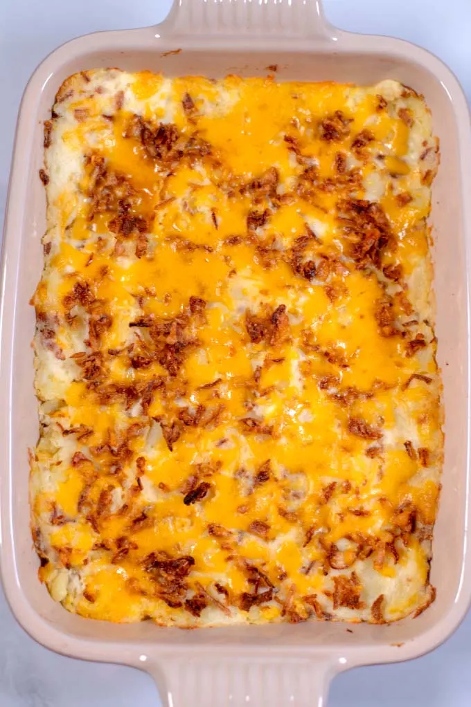 Top view of the baked casserole. 