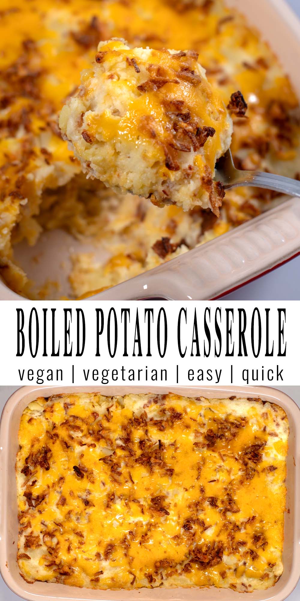 Collage of two photos of leftover Potato Casserole with recipe title text.