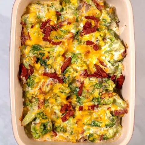 Leftover Broccoli Casserole after baking in the oven.