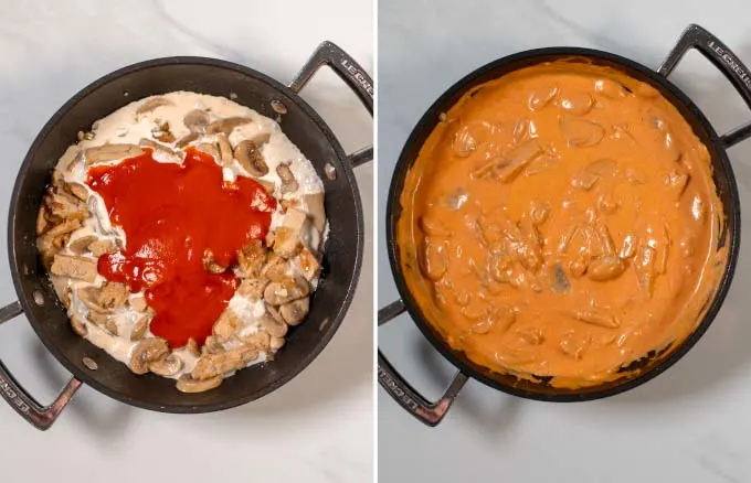 Step-by-step guide showing how the creamy sauce is made.