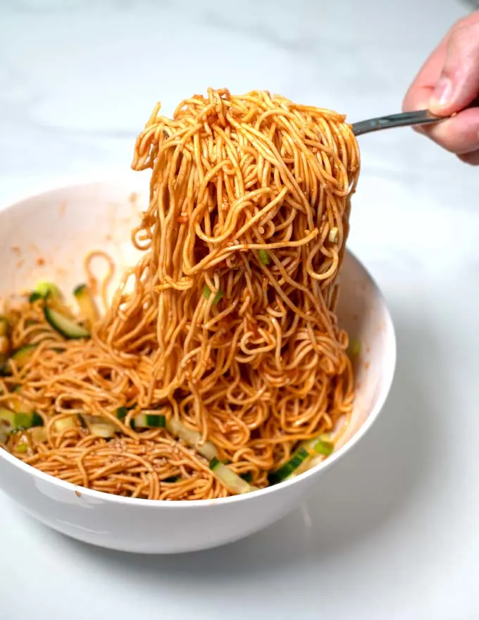 Large portion of Korean Cold Noodles.