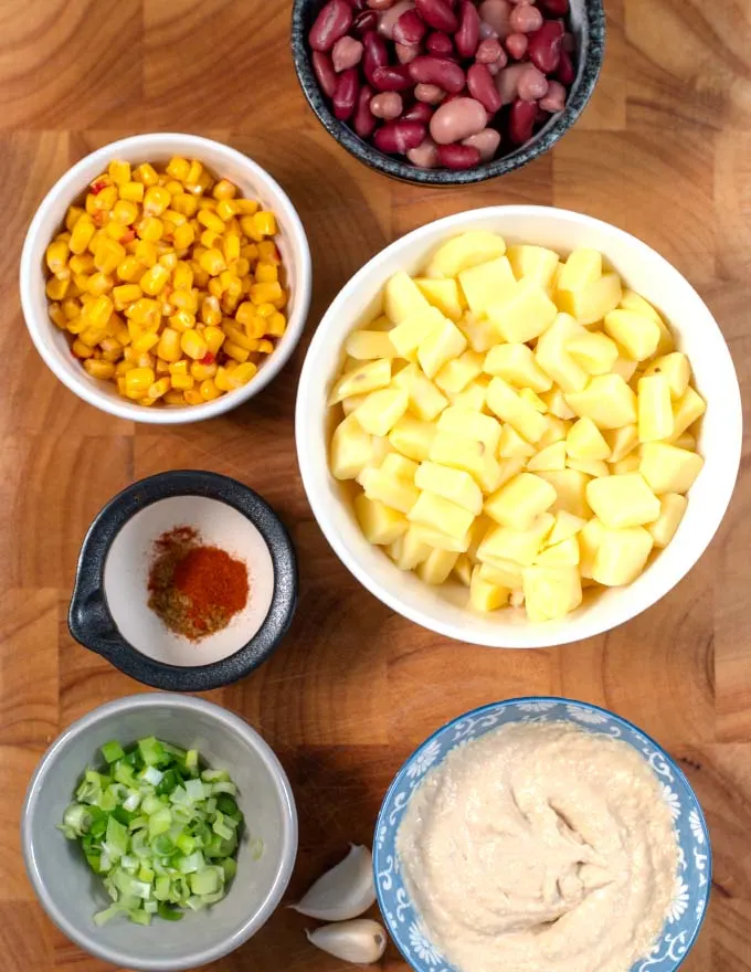 Ingredients needed to make Potato Bowl.