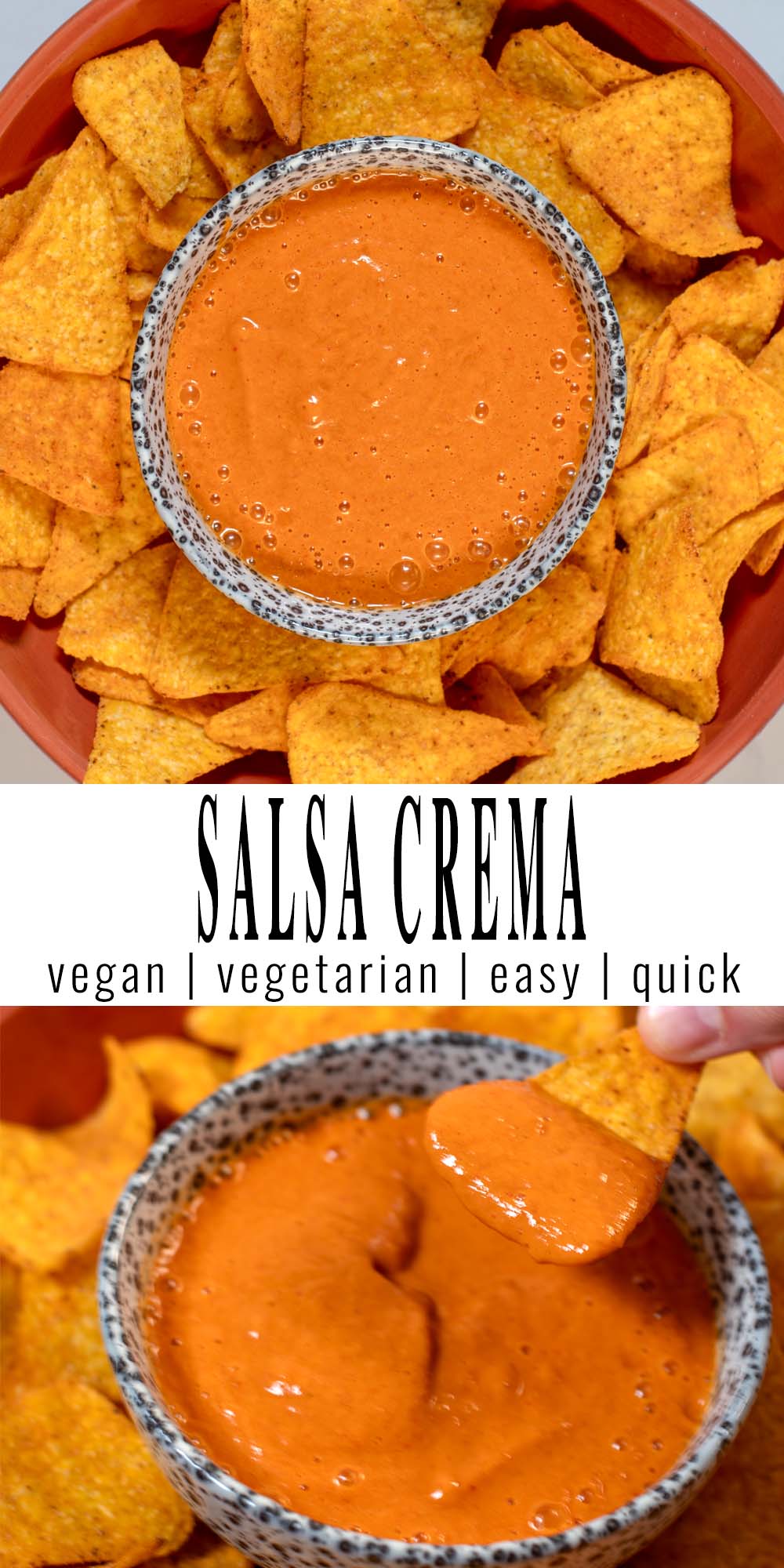 Collage of two pictures of Salsa Crema with recipe title text.