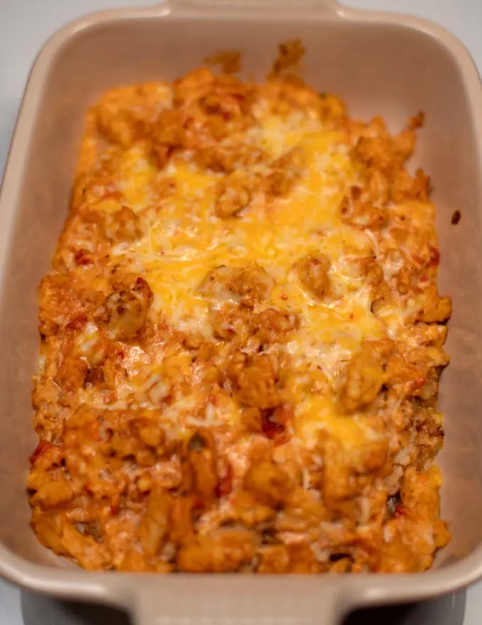 Top view of Keto Mexican Chicken Casserole.