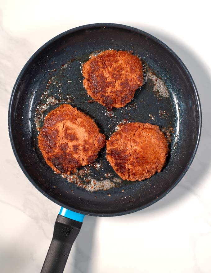 View of three ready Southern Sausage Patties.