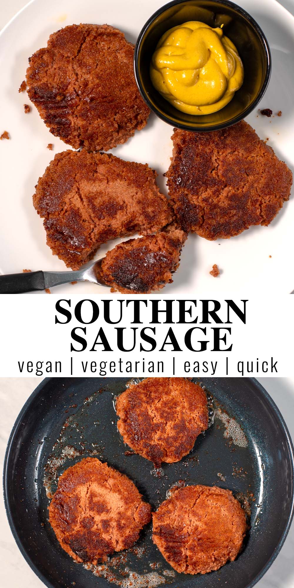 Collage of two photos of Southern Sausage with recipe title text.