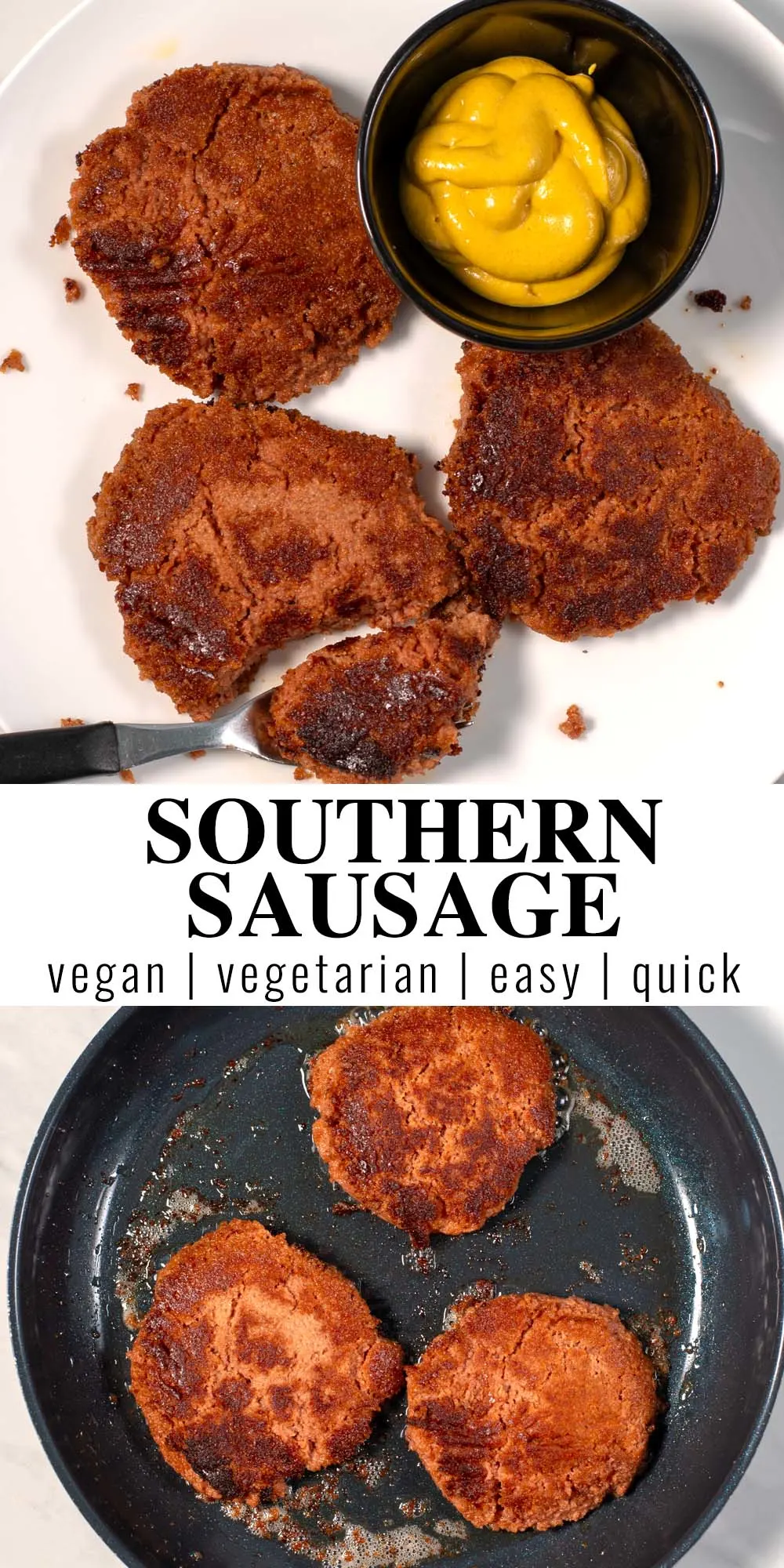 Collage of two photos of Southern Sausage with recipe title text.