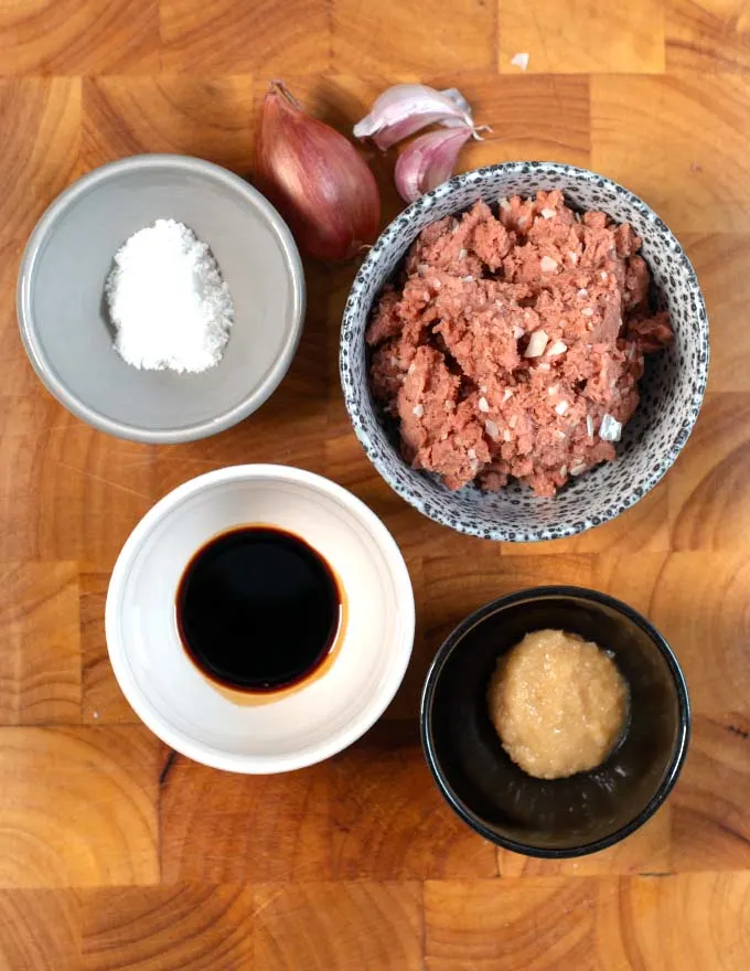 Ingredients needed to make Vietnamese Meatballs.