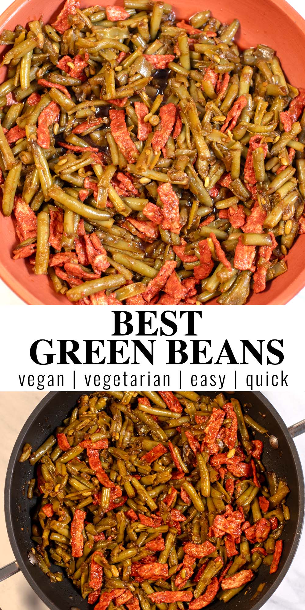 Collage of two photos of Canned French Style Green Beans with recipe title text.