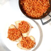 Serving of English Baked Beans on toast.