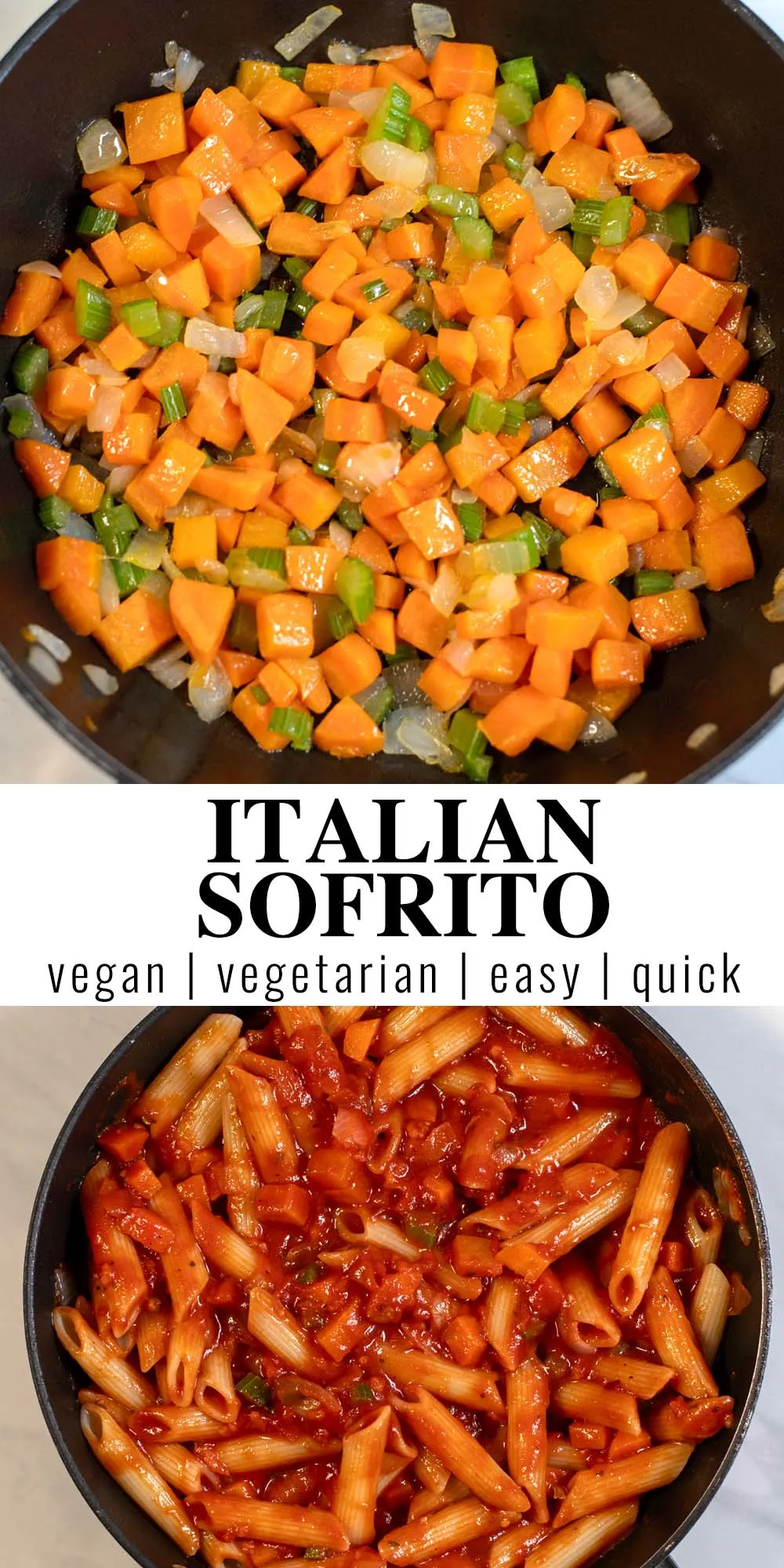 Collage of two photos of Italian Sofrito.