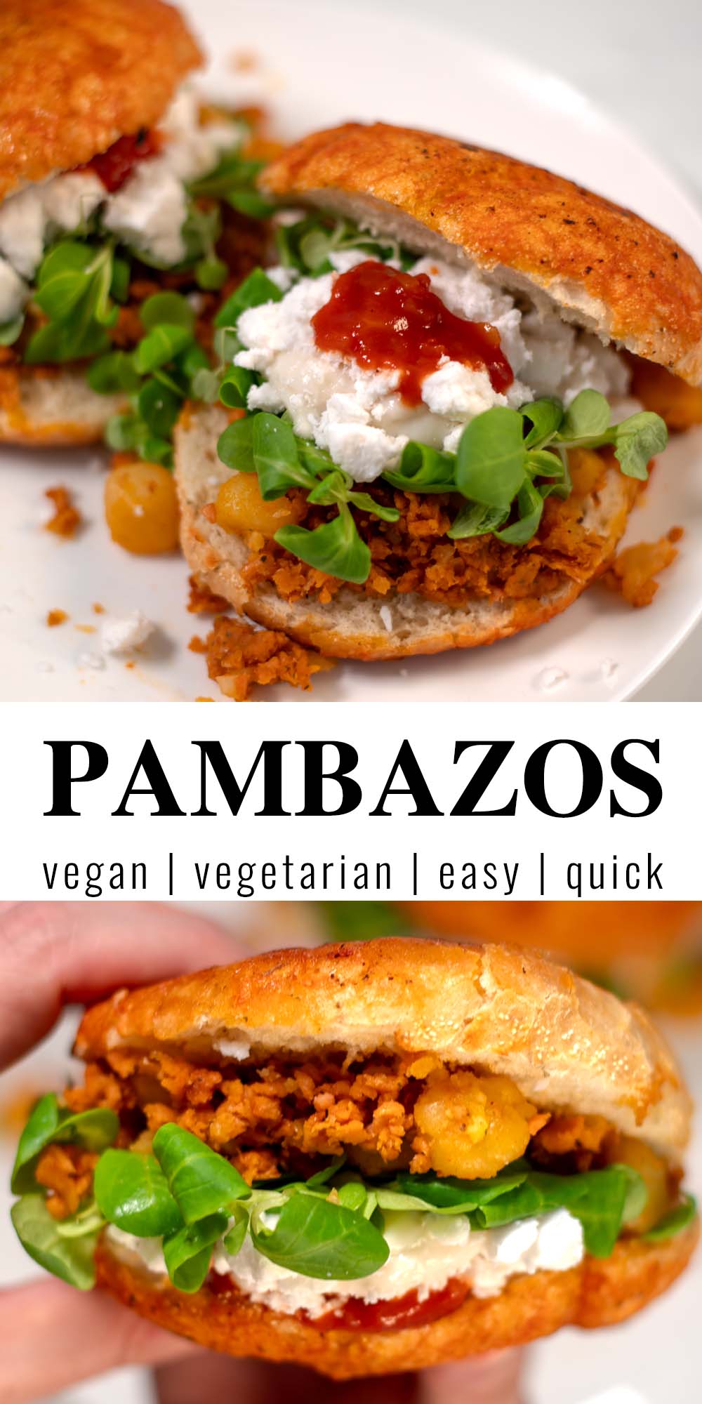 Collage of two photos of Pambazos with recipe title text.