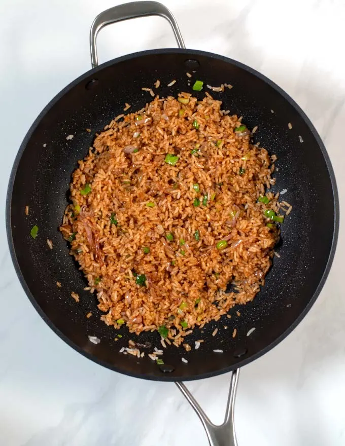 Wasabi Fried Rice in a wok.