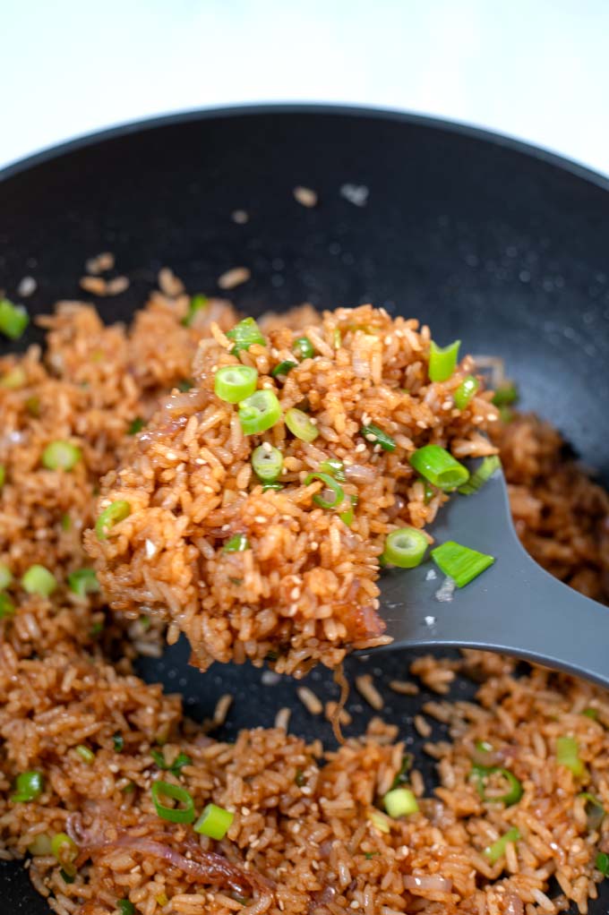 Closeup view of Wasabi Fried Rice.