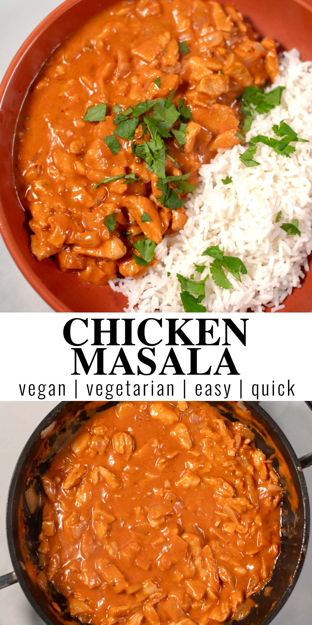 Collage of two photos of Chicken Masala with recipe title text.