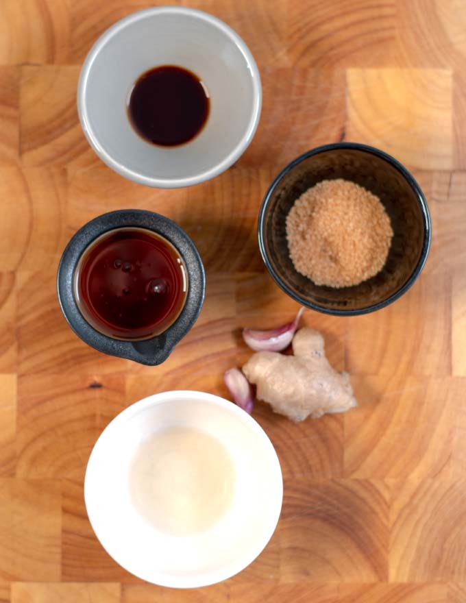 Ingredients needed to make Thai Ginger Dressing.