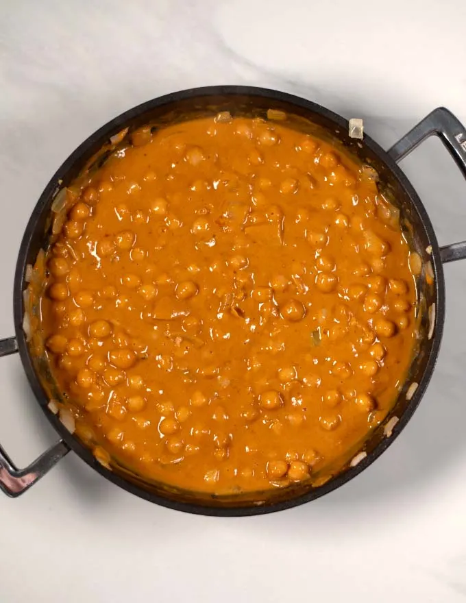 Thai Peanut Curry in a pan.