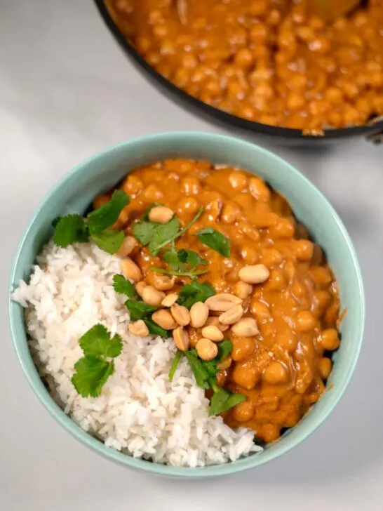 Closeup of Thai Peanut Curry.