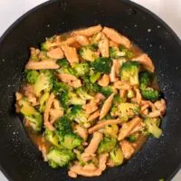 Ready Chinese Chicken and Broccoli in a large pan.