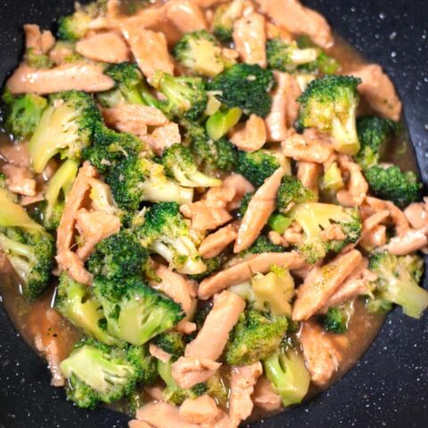 Closeup of Chinese Chicken and Broccoli.