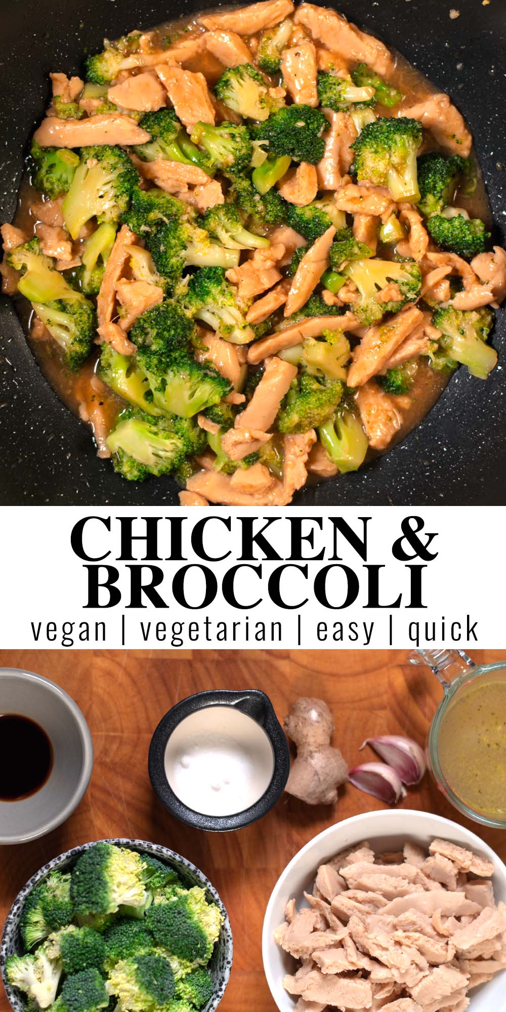 Collage of two photos of Chinese Chicken and Broccoli.