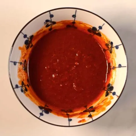 Top view of the ready mixed Gochujang Sauce.