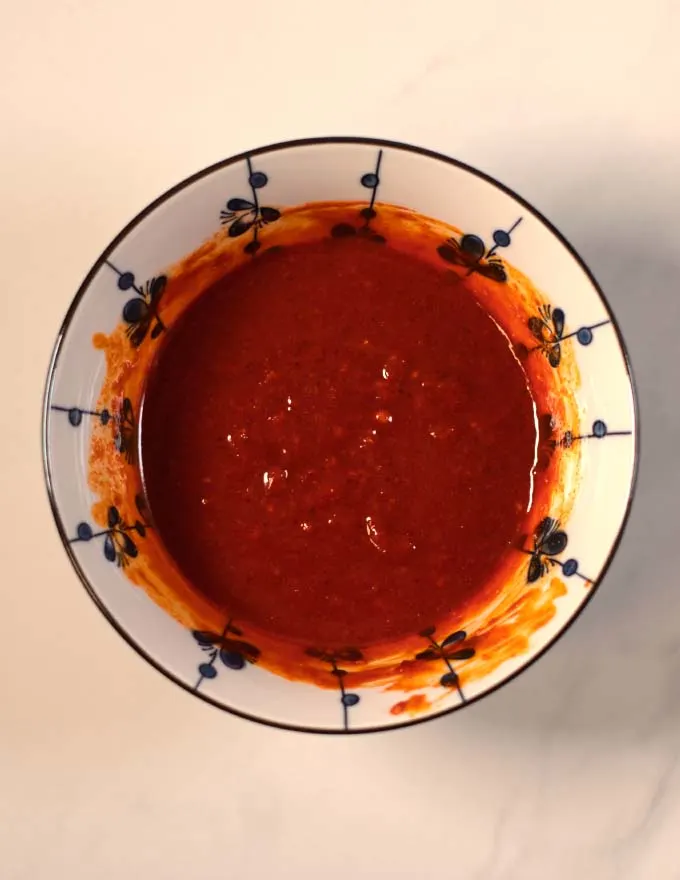 Top view of the ready mixed Gochujang Sauce.