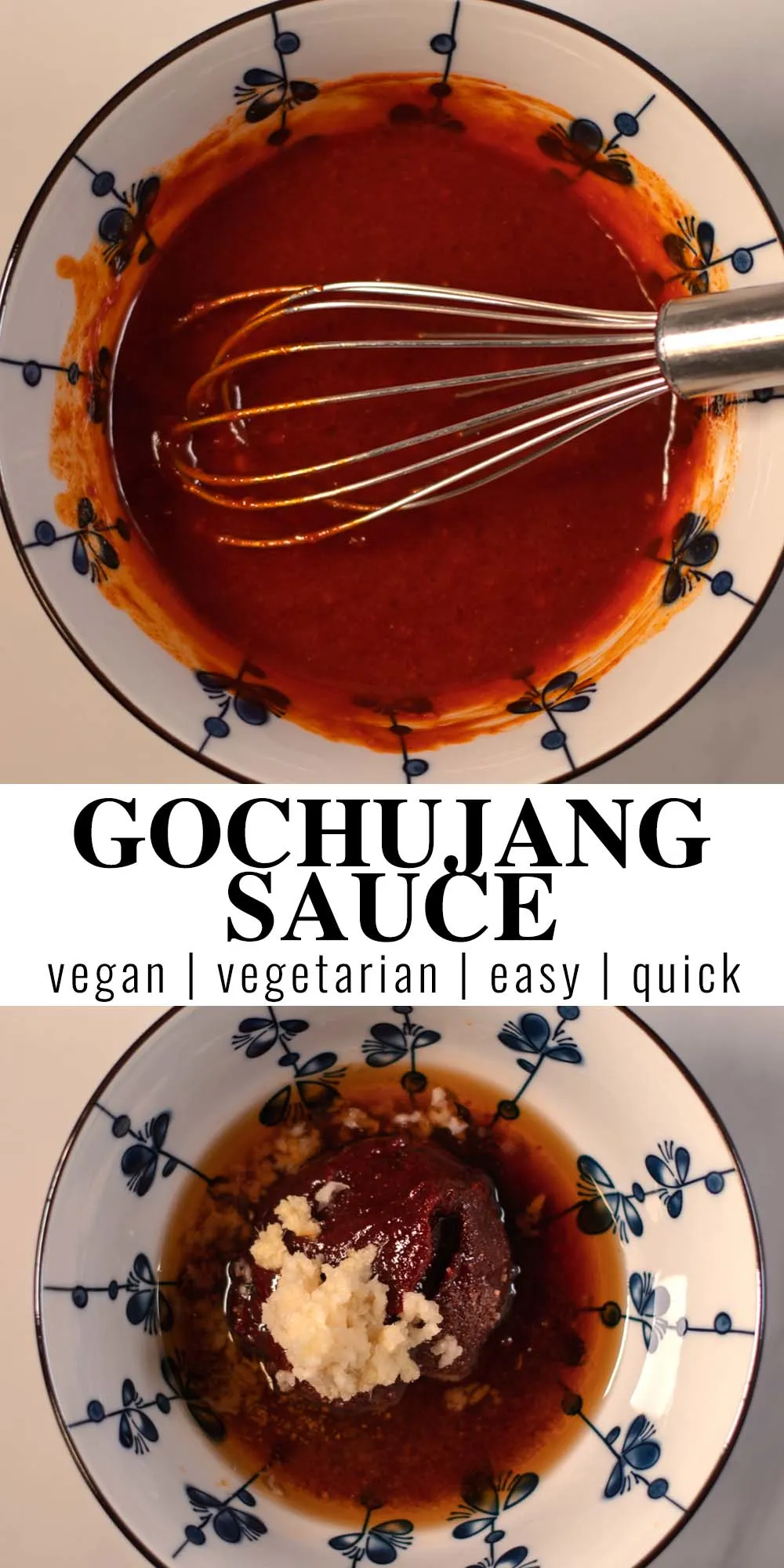 Collage of two photos of Gochujang Sauce with recipe title text.