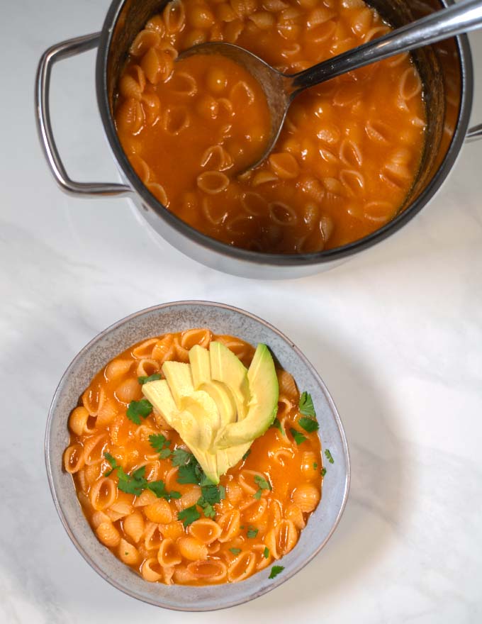 A serving of Sopa de Conchas.