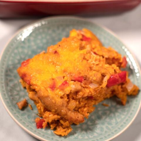 Closeup of a serving of Arroz Imperial.